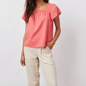 Rails Sonora Square Neck Smocked Top In Spiced Coral, Size Small